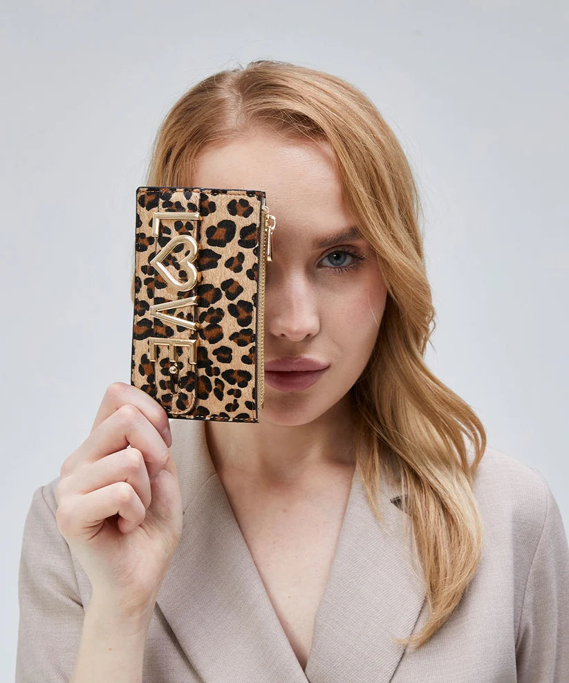 Personalized Cheetah Leather Wallet | Handmade Genuine Calfskin