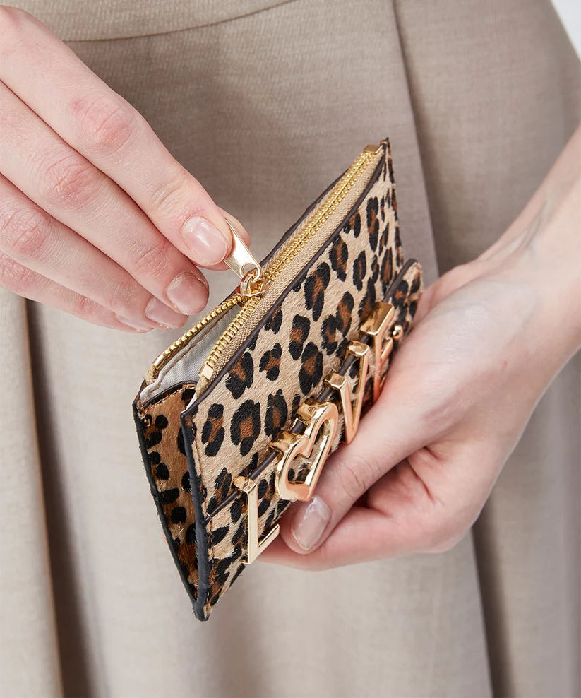 Personalized Cheetah Leather Wallet | Handmade Genuine Calfskin