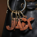 Personalized Leather Keychain – Custom Initial & Symbol Engraving