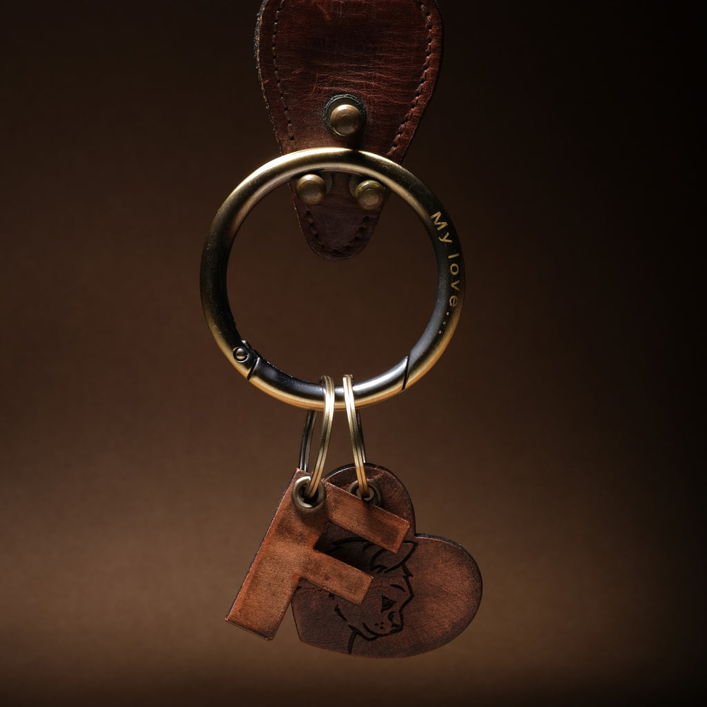 Personalized Leather Keychain – Custom Initial & Symbol Engraving
