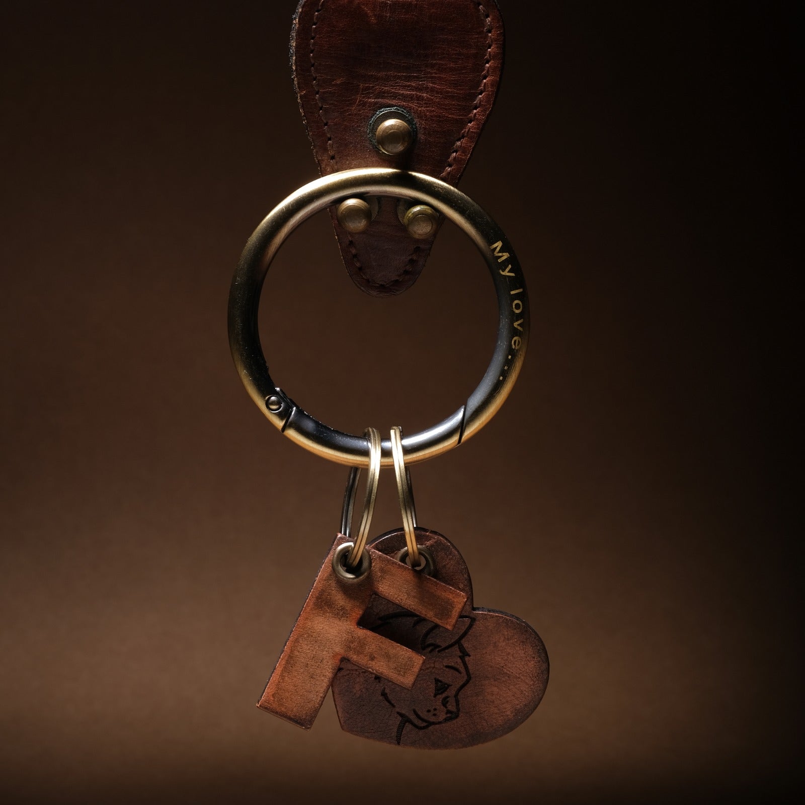 Personalized Leather Keychain – Custom Initial & Symbol Engraving