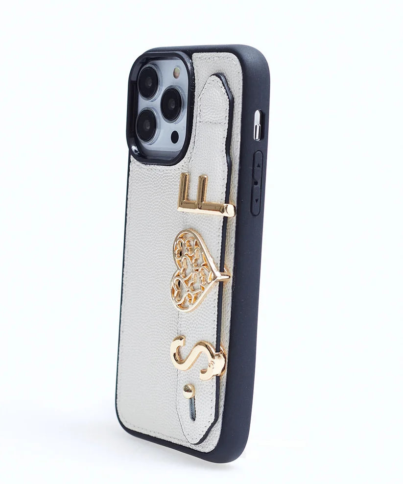 Personalized White Leather iPhone Case | Handmade Genuine Calfskin