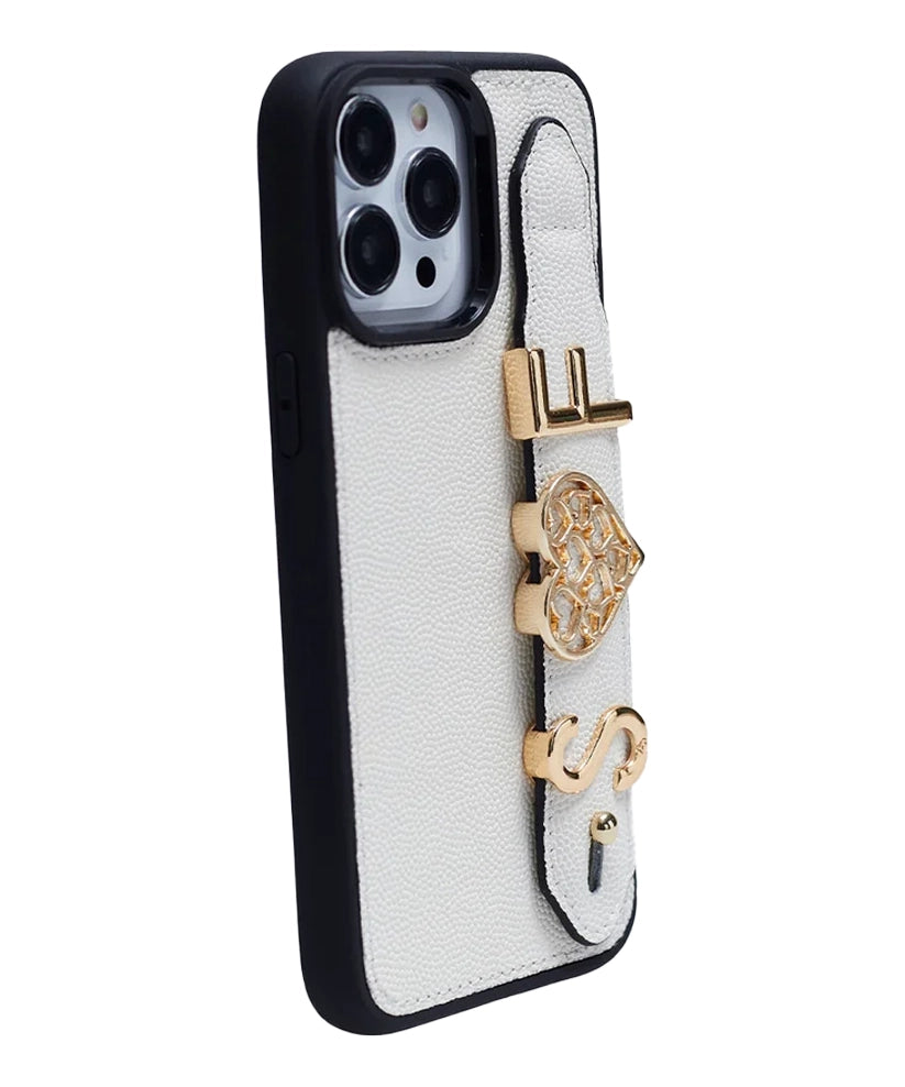 Personalized White Leather iPhone Case | Handmade Genuine Calfskin