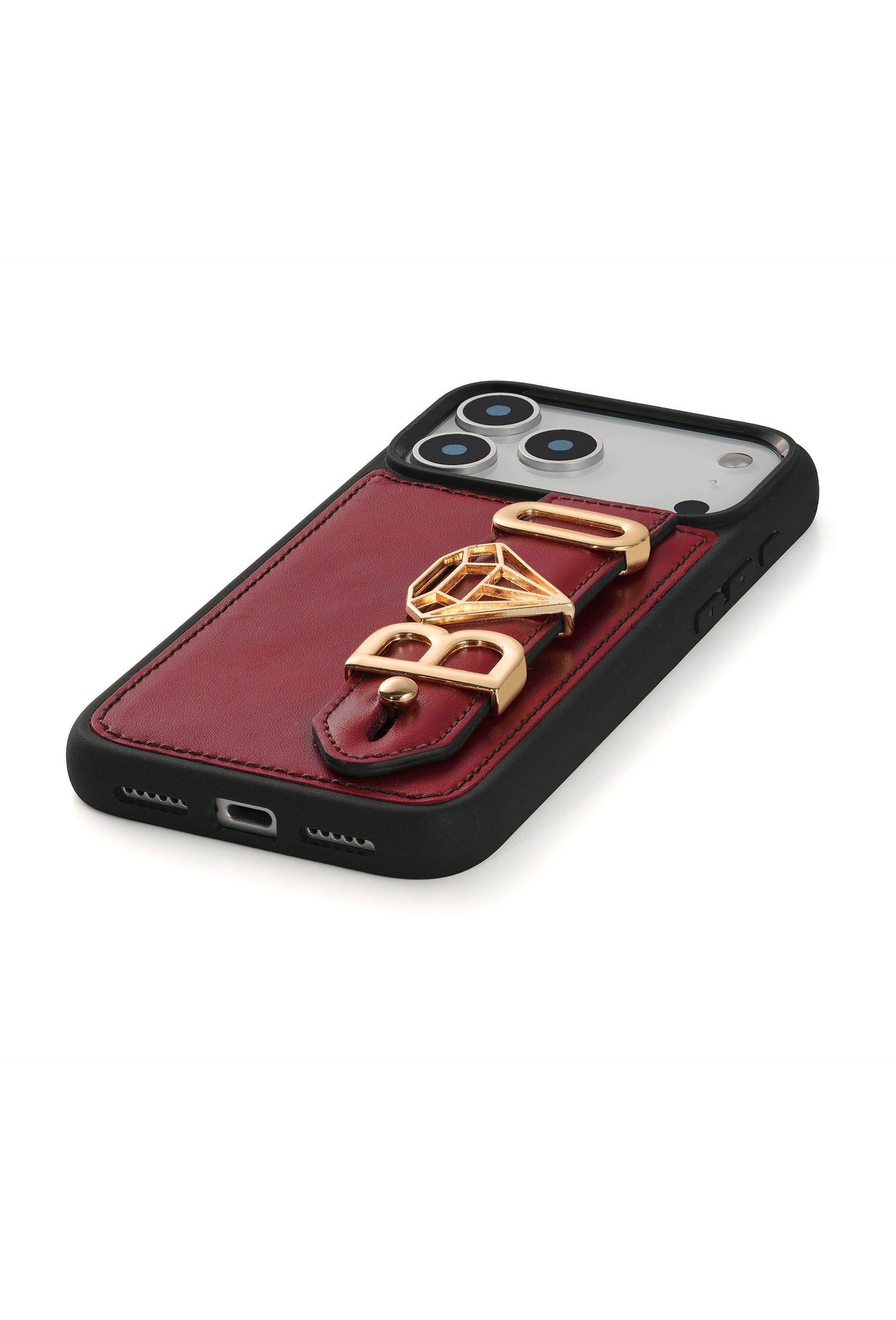 Personalized Roys Burgundy Leather iPhone Case | Handmade Genuine Calfskin