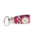 Personalized Fuchsia Leather Keychain with Custom Letter