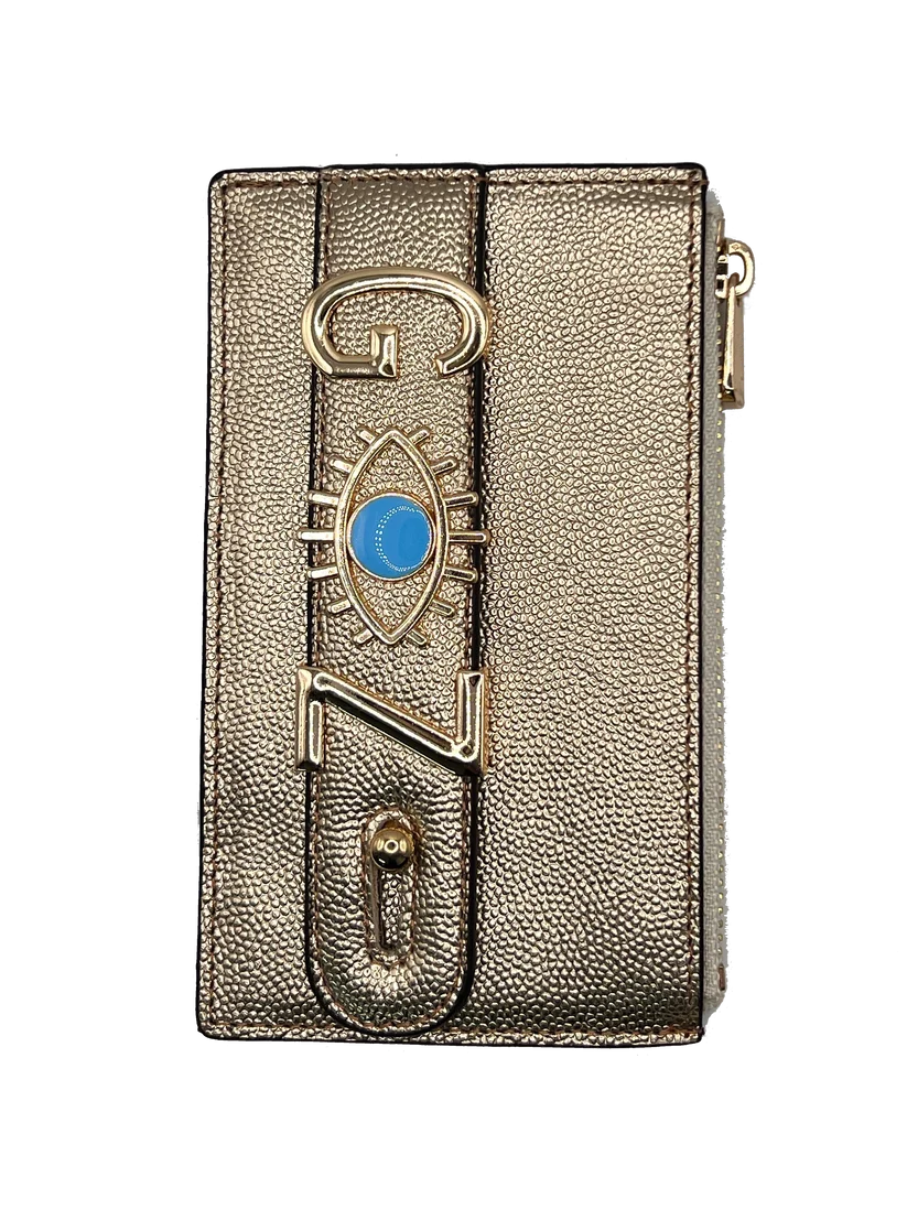 Personalized Gold Leather Wallet | Handmade Genuine Calfskin