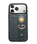 Personalized Green Croco Leather iPhone Case | Handmade Genuine Calfskin