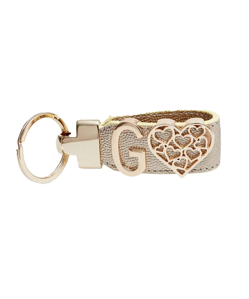 Personalized Gold Leather Keychain with Custom Letter