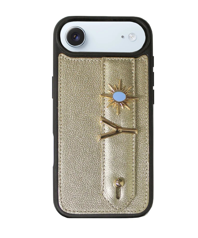 Personalized Gold Leather iPhone Case | Handmade Genuine Calfskin