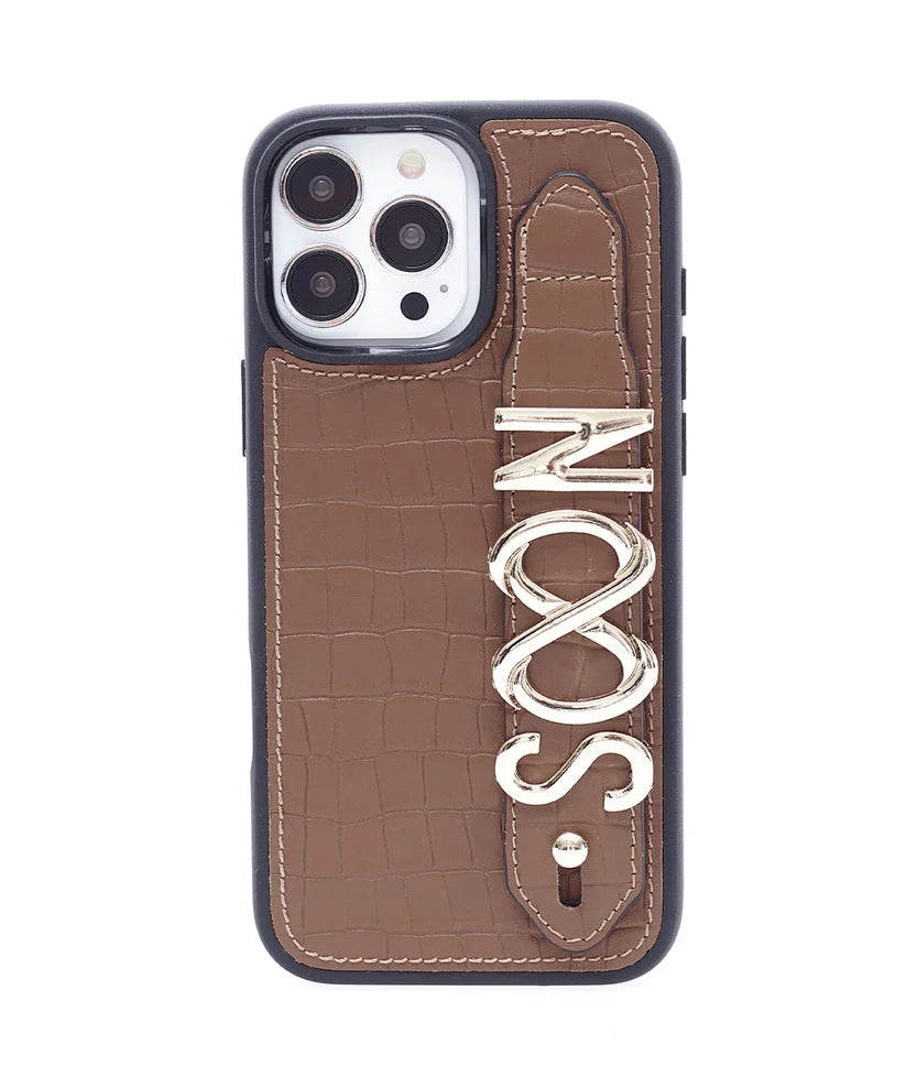Personalized Tobacco Leather iPhone Case | Handmade Genuine Calfskin