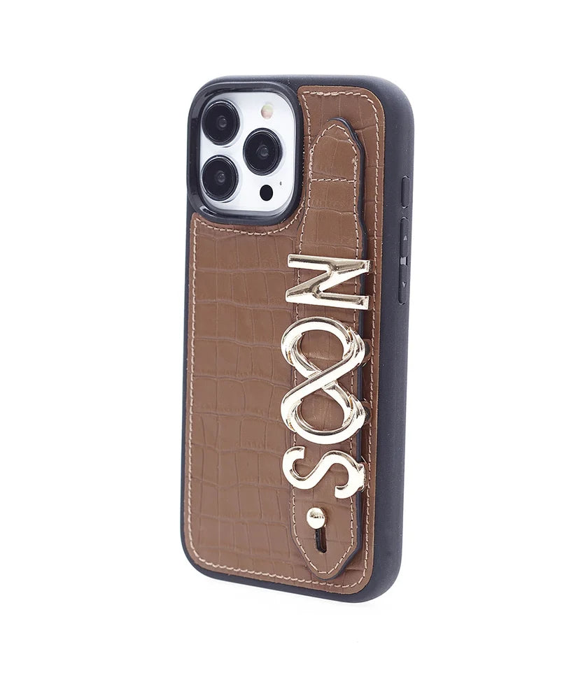 Personalized Tobacco Leather iPhone Case | Handmade Genuine Calfskin