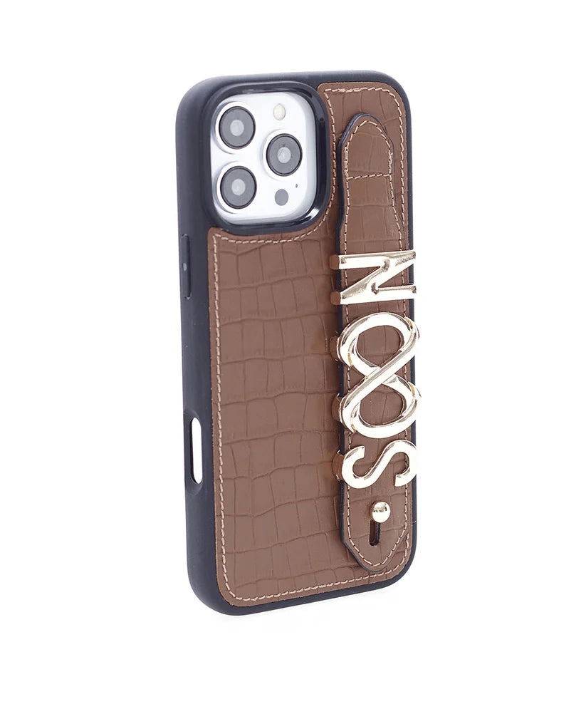 Personalized Tobacco Leather iPhone Case | Handmade Genuine Calfskin