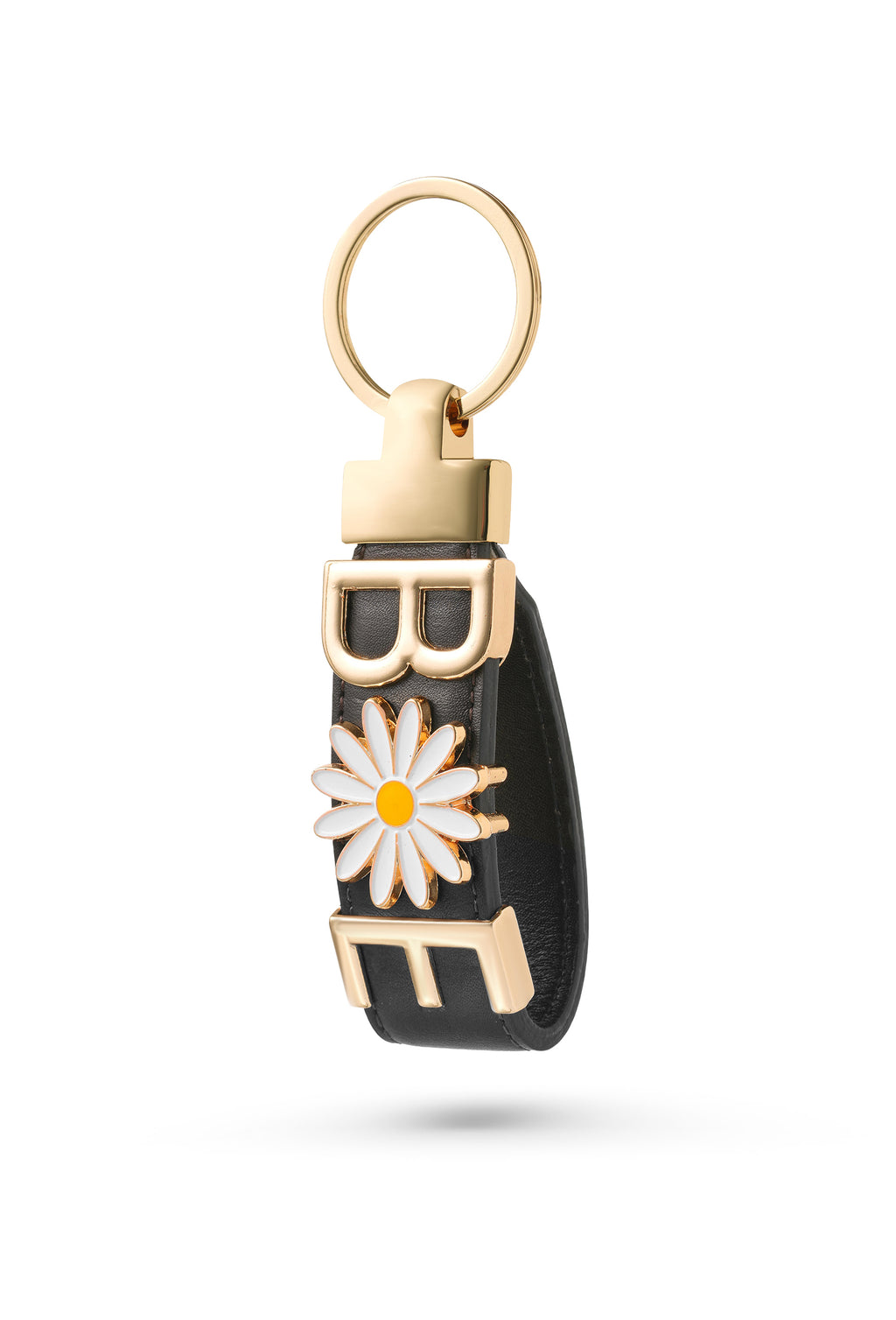 Handmade Brown Leather Keychain with Custom Letter