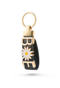 Handmade Brown Leather Keychain with Custom Letter