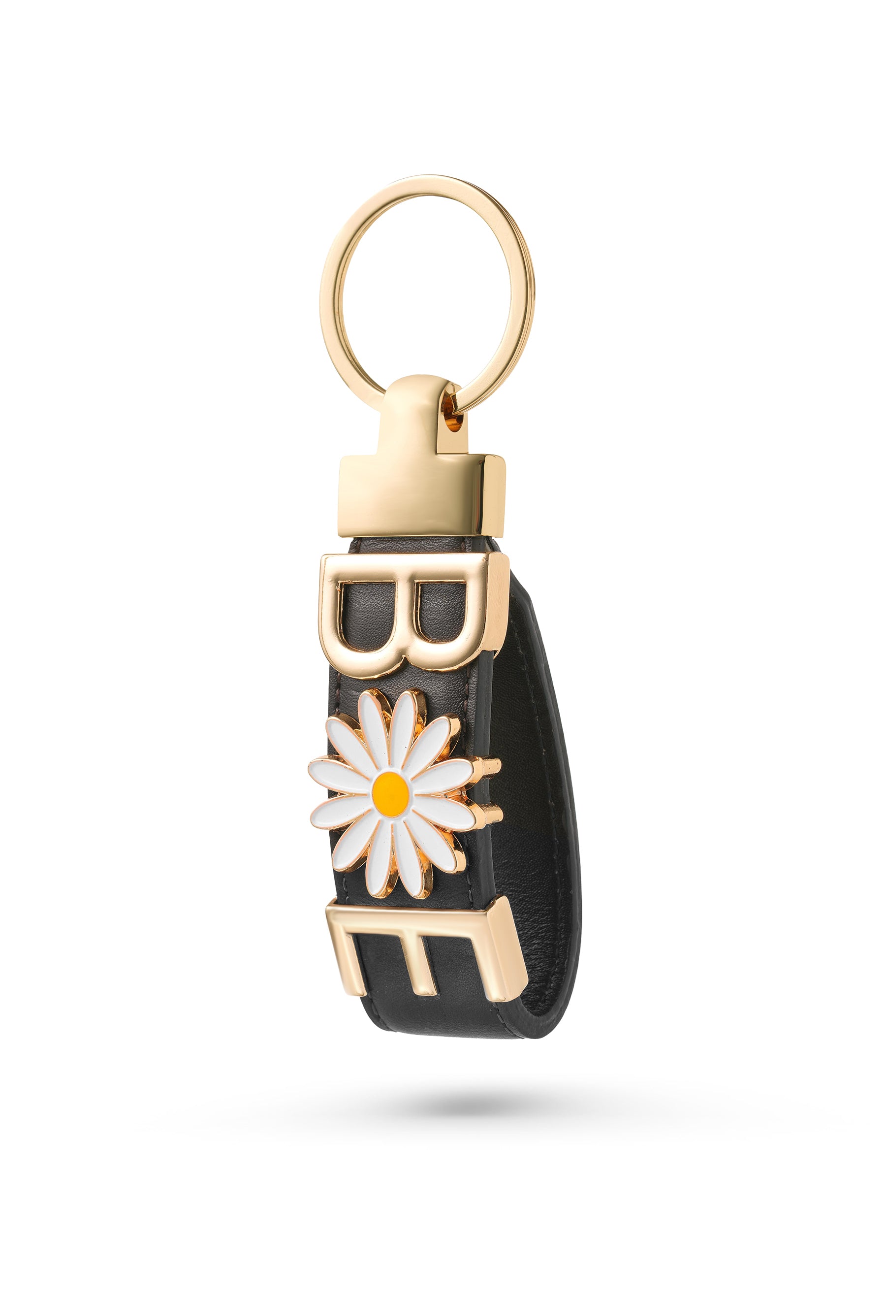 Handmade Brown Leather Keychain with Custom Letter