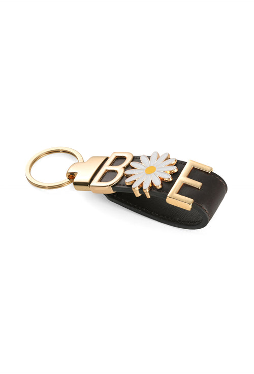 Handmade Brown Leather Keychain with Custom Letter