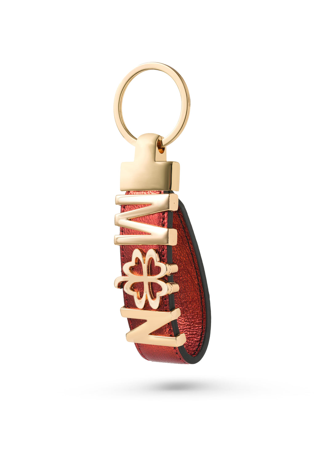 Personalized Red Leather Keychain with Custom Letter