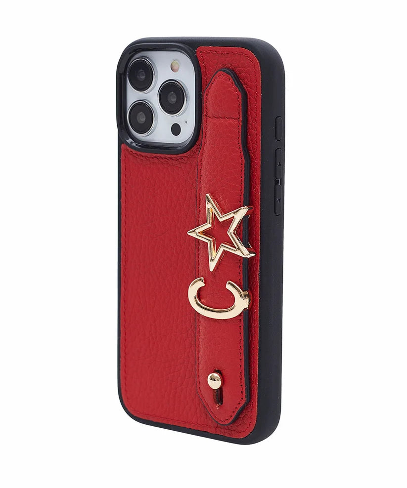 Personalized Red Leather iPhone Case | Handmade Genuine Calfskin