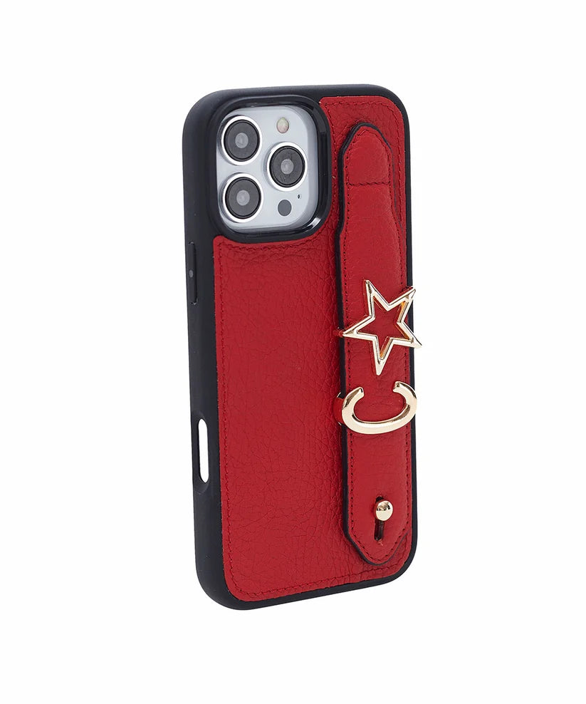Personalized Red Leather iPhone Case | Handmade Genuine Calfskin