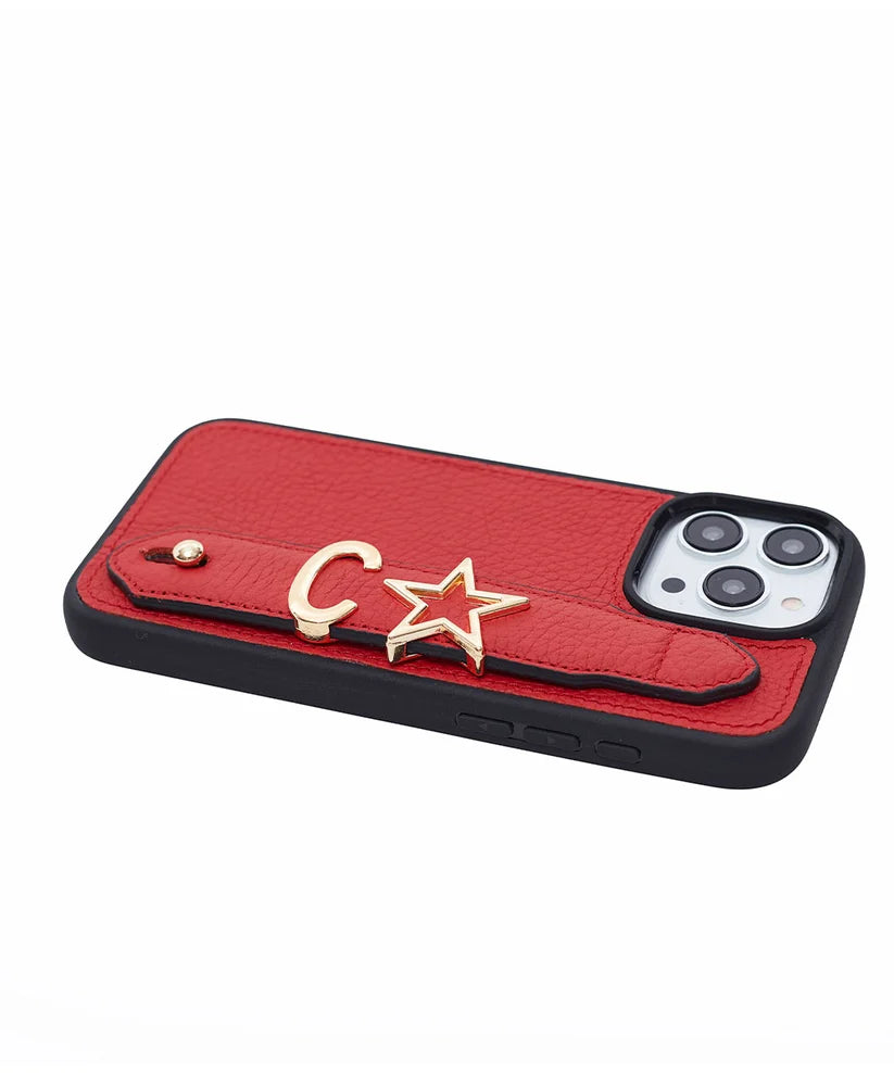 Personalized Red Leather iPhone Case | Handmade Genuine Calfskin