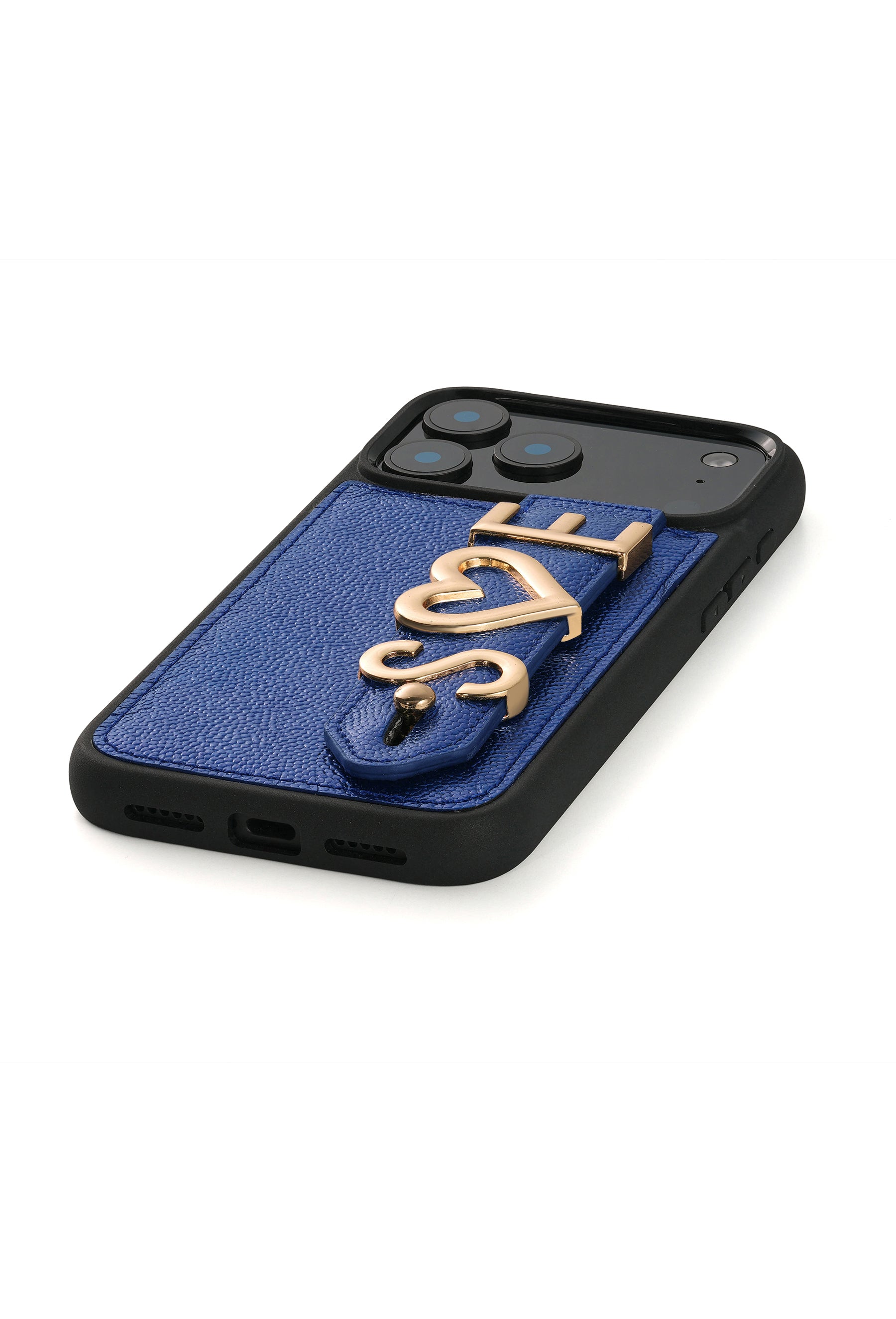 Personalized Navy Leather iPhone Case | Handmade Genuine Calfskin