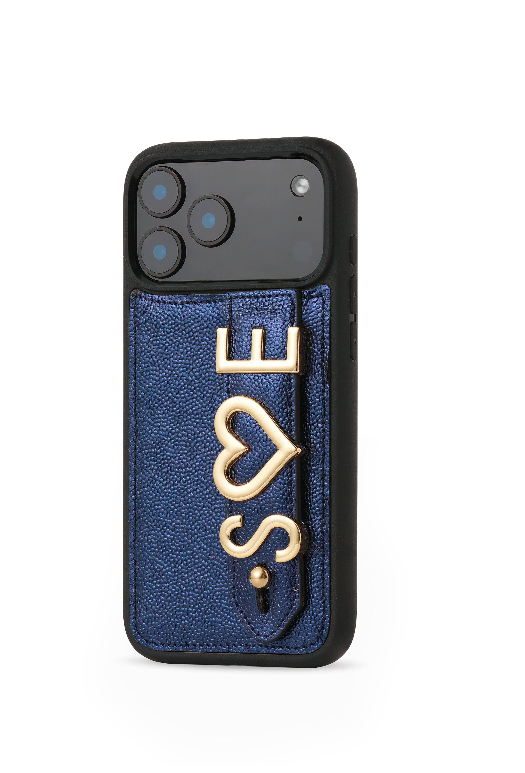 Personalized Navy Leather iPhone Case | Handmade Genuine Calfskin