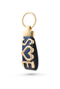 Handmade Navy Leather Keychain with Custom Letter