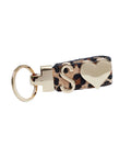 Personalized Cheetah Leather Keychain with Custom Letter