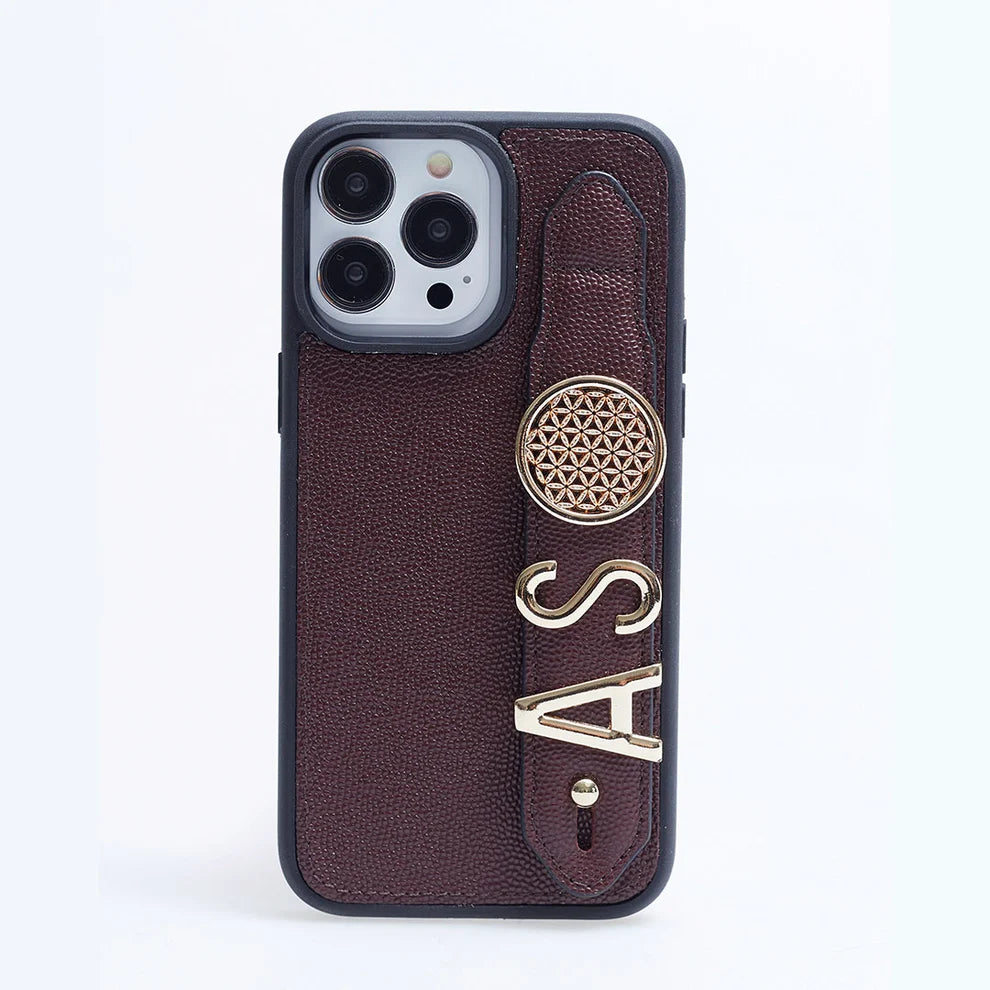 Personalized Maroon Leather iPhone Case | Handmade Genuine Calfskin