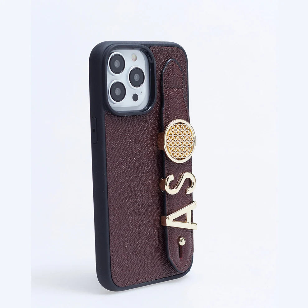 Personalized Maroon Leather iPhone Case | Handmade Genuine Calfskin