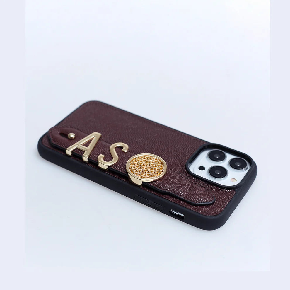 Personalized Maroon Leather iPhone Case | Handmade Genuine Calfskin