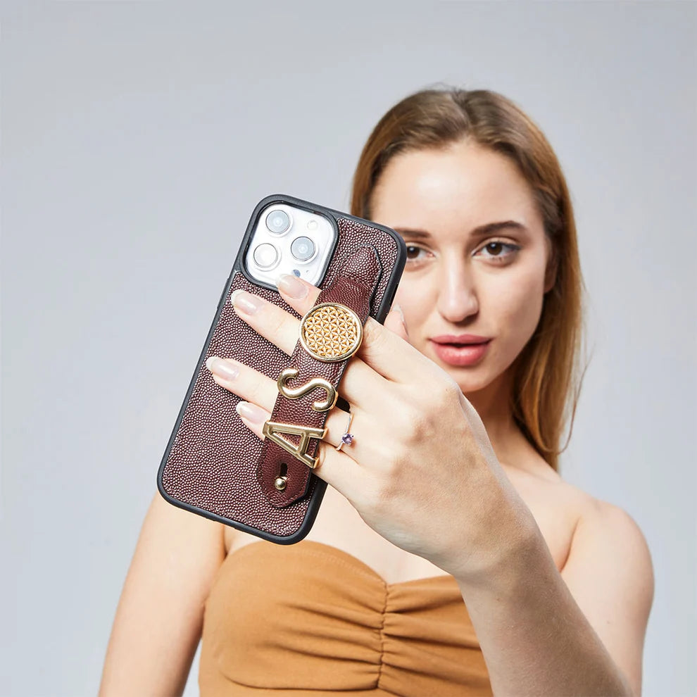 Personalized Maroon Leather iPhone Case | Handmade Genuine Calfskin