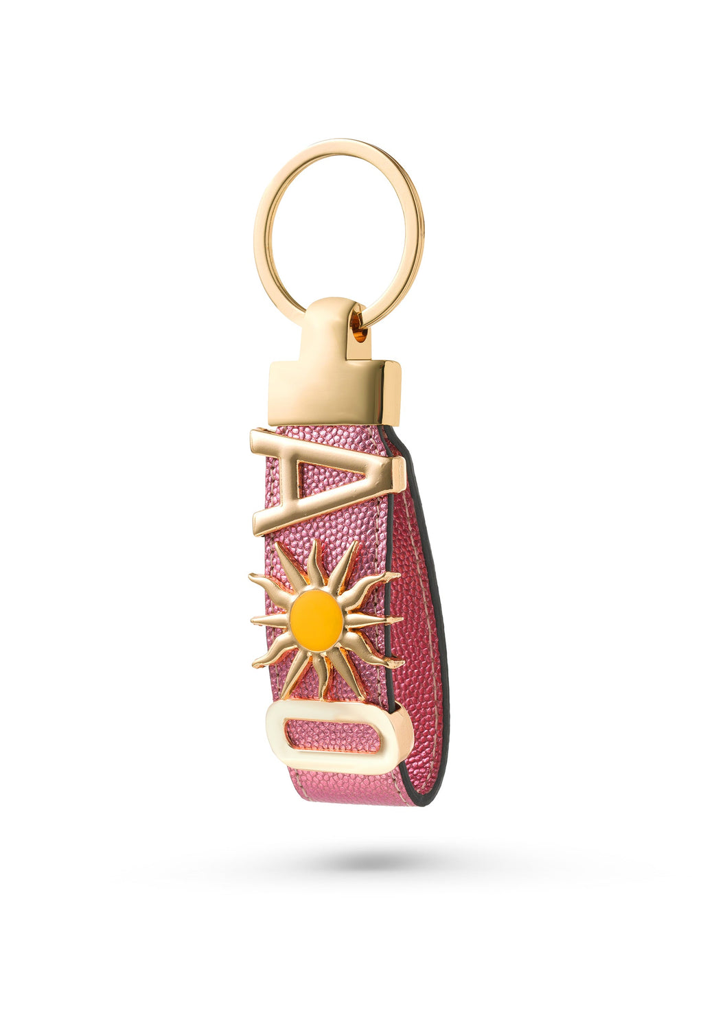 Harfli Pembe Gold Deri Anahtarlık