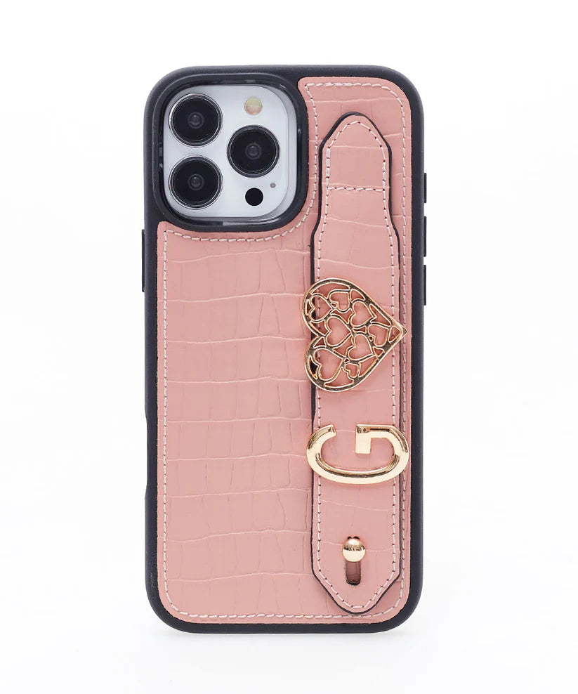 Personalized Pink Leather iPhone Case | Handmade Genuine Calfskin