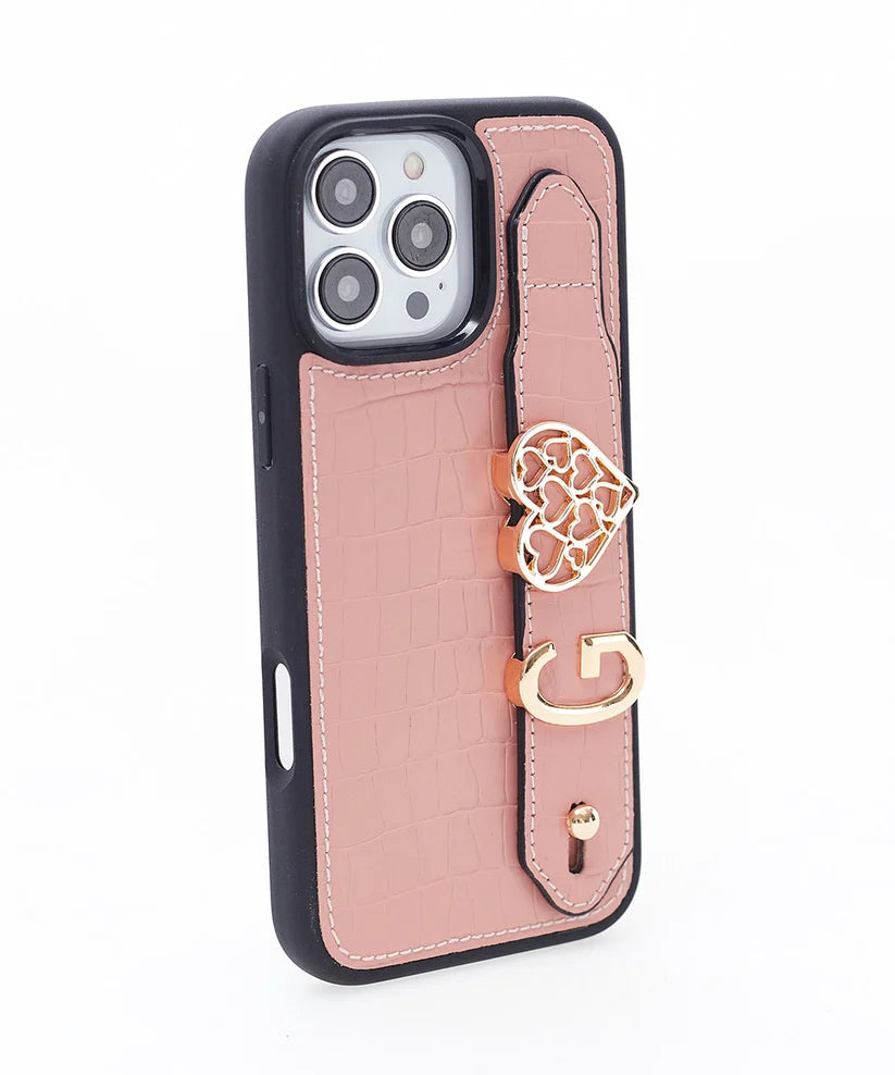 Personalized Pink Leather iPhone Case | Handmade Genuine Calfskin