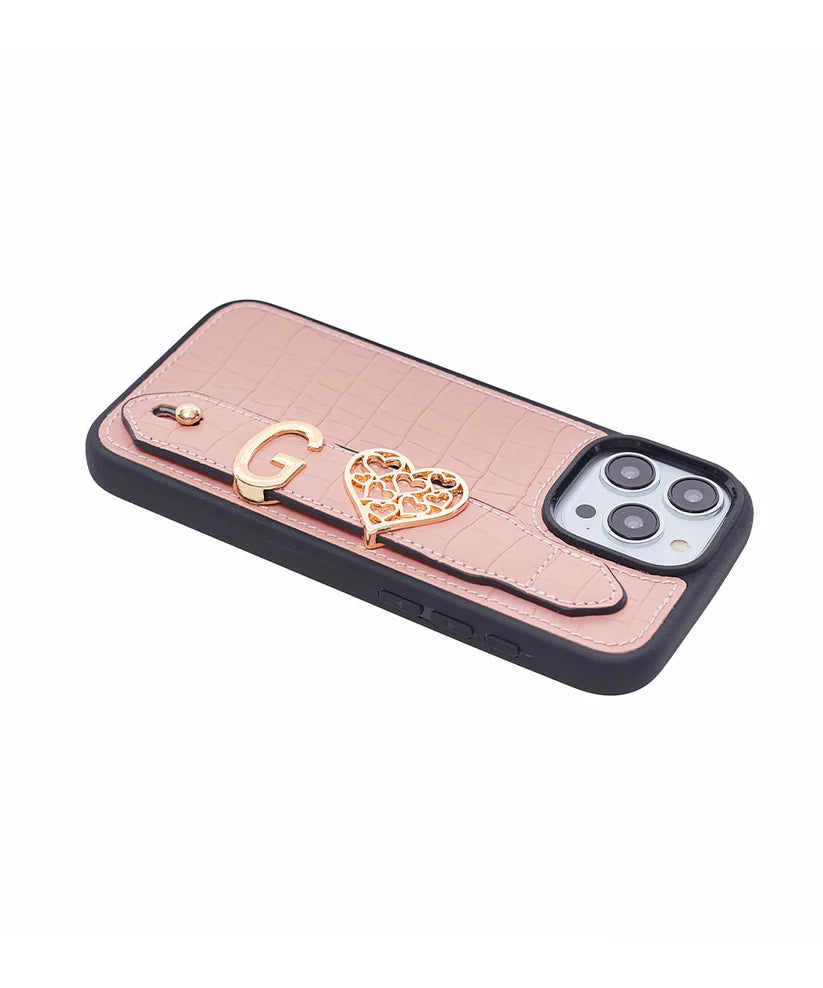 Personalized Pink Leather iPhone Case | Handmade Genuine Calfskin