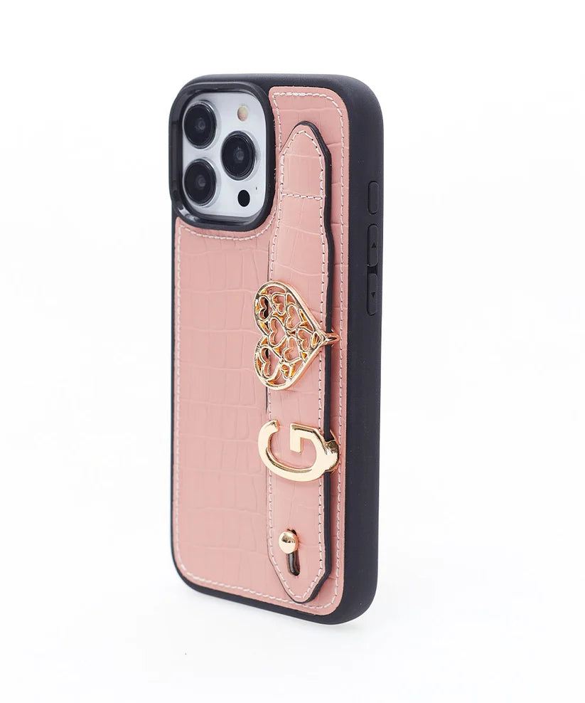 Personalized Pink Leather iPhone Case | Handmade Genuine Calfskin