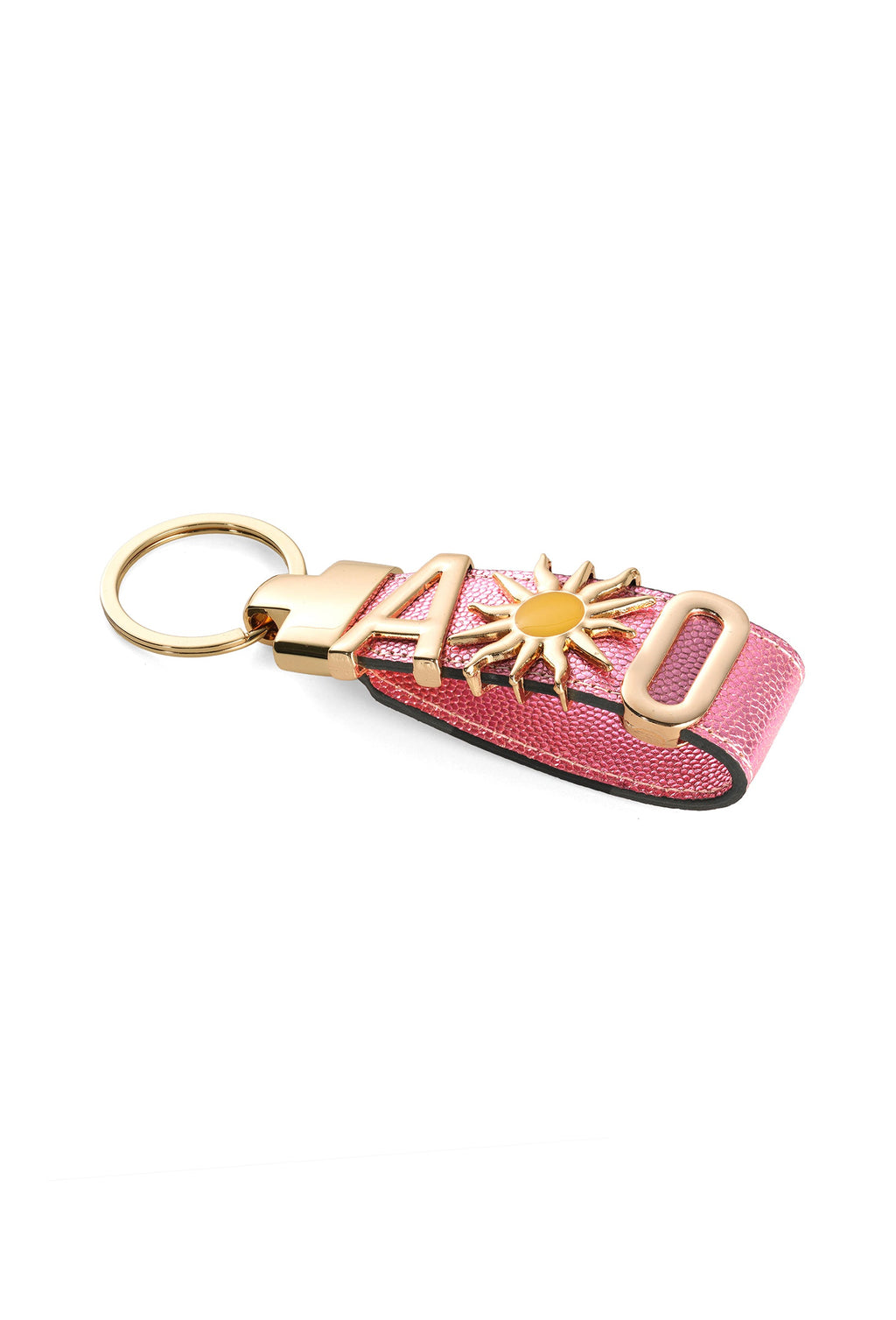 Harfli Pembe Gold Deri Anahtarlık