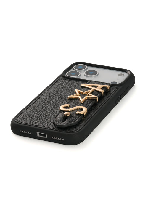 Personalized Black Leather iPhone Case | Handmade Genuine Calfskin