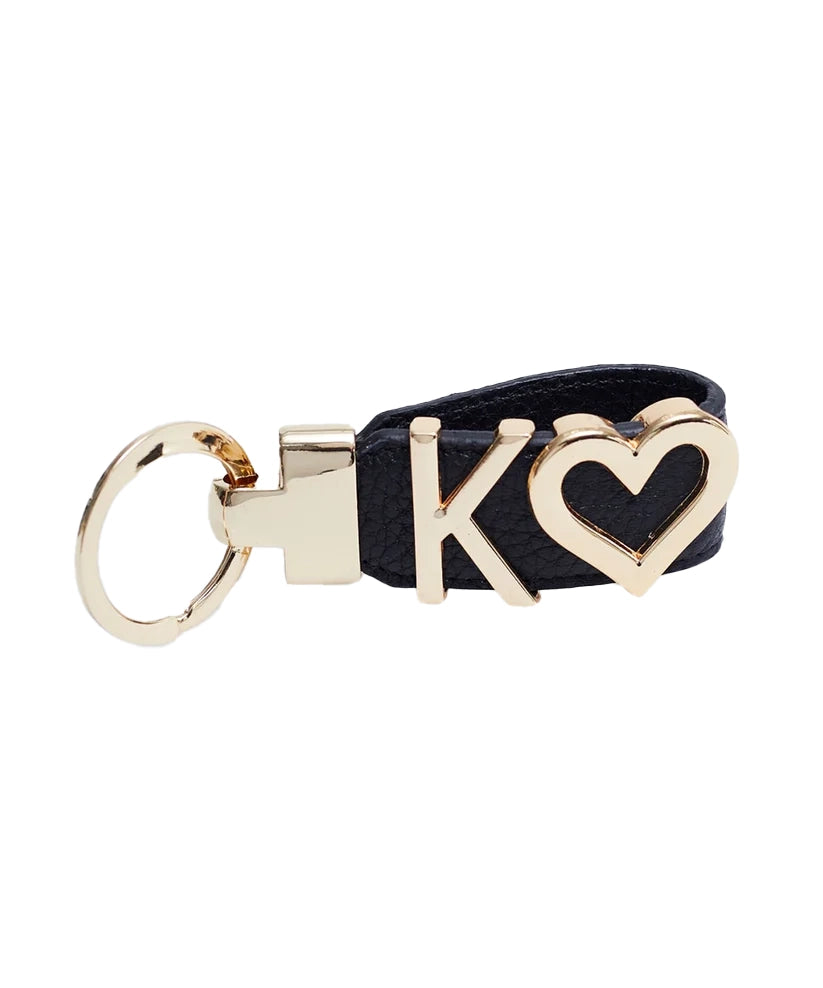 Personalized Black Leather Keychain with Custom Letter