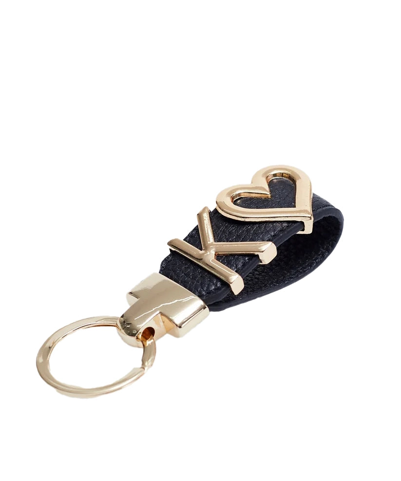Personalized Black Leather Keychain with Custom Letter