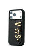 Personalized Black Leather iPhone Case | Handmade Genuine Calfskin