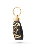 Personalized Black Leather Keychain with Custom Letter