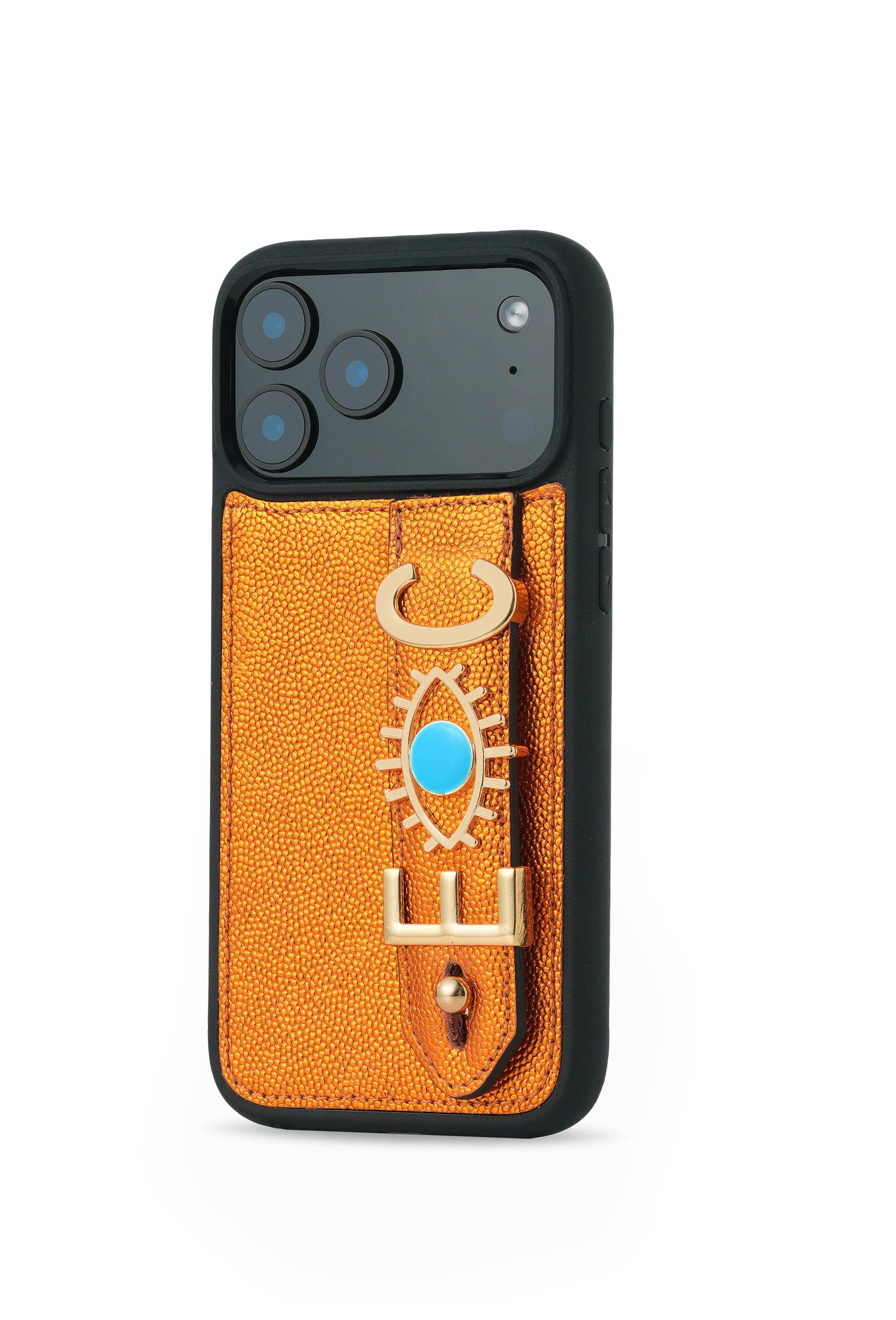 Personalized Orange Leather iPhone Case | Handmade Genuine Calfskin