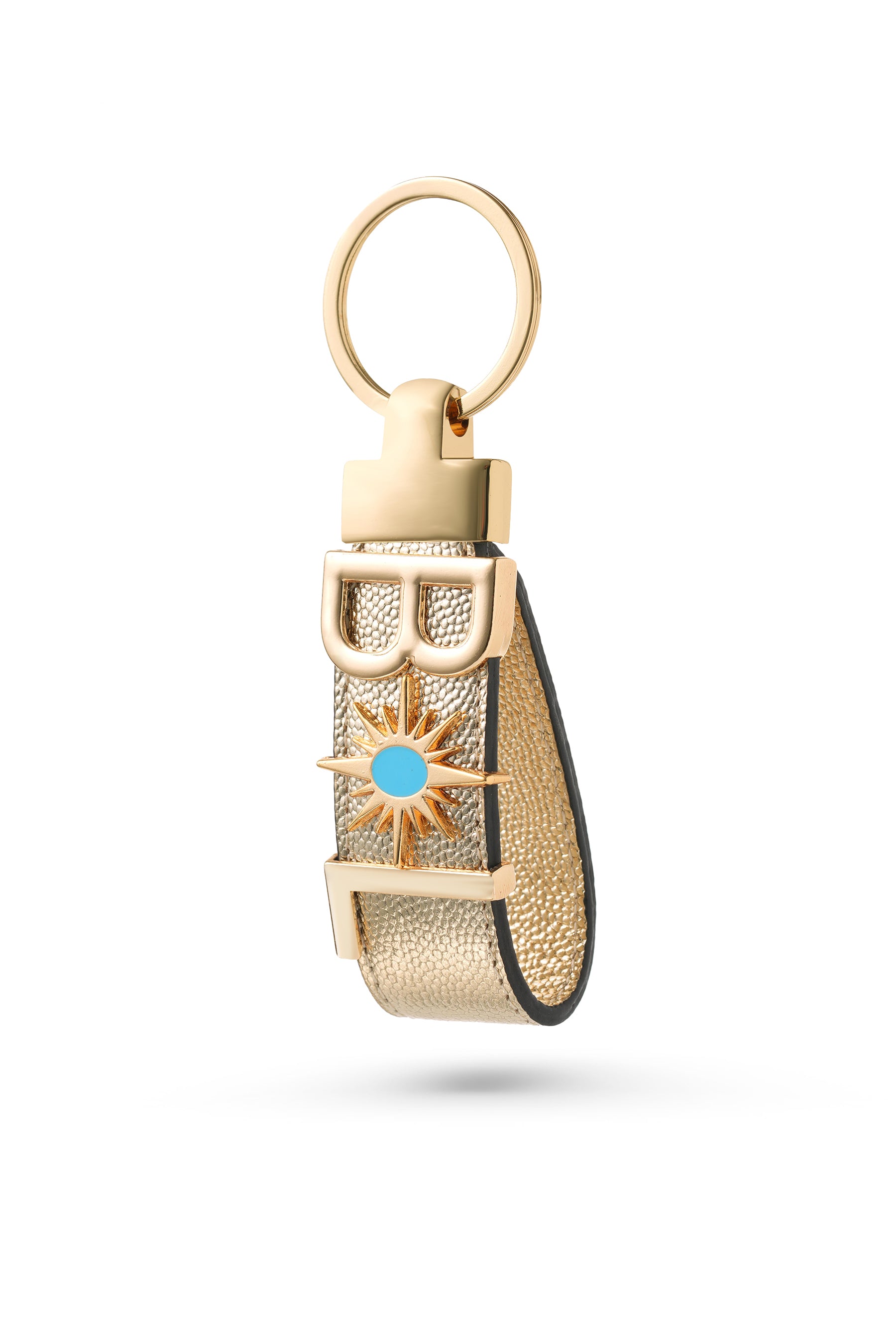 Personalized Gold Leather Keychain with Custom Letter