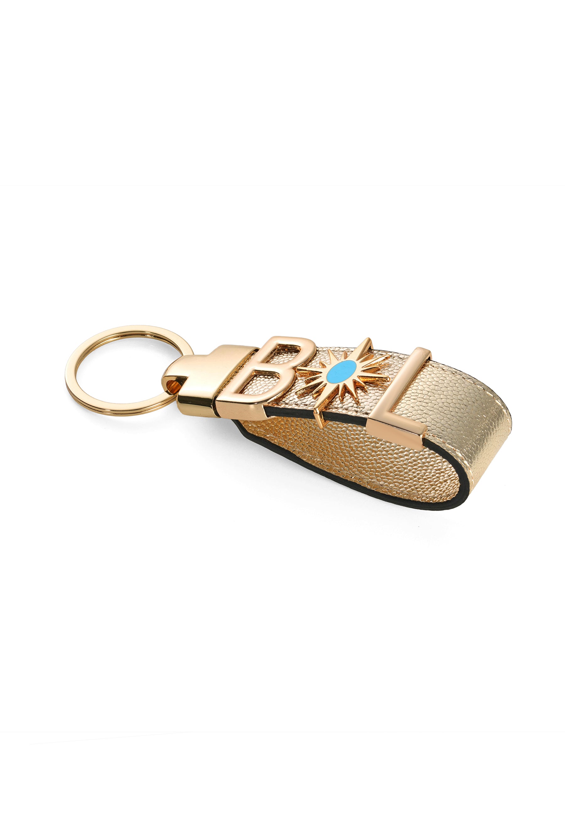 Personalized Gold Leather Keychain with Custom Letter